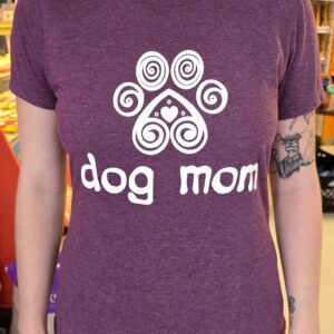 Purple shirt with "dog mom" design.