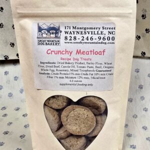 Dog treats in brown paper packaging.