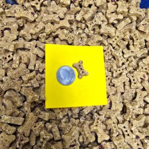 Dog treats with coin for size comparison.